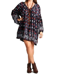 Velzera - Baby Doll Bohemian Peasant Mini Dress