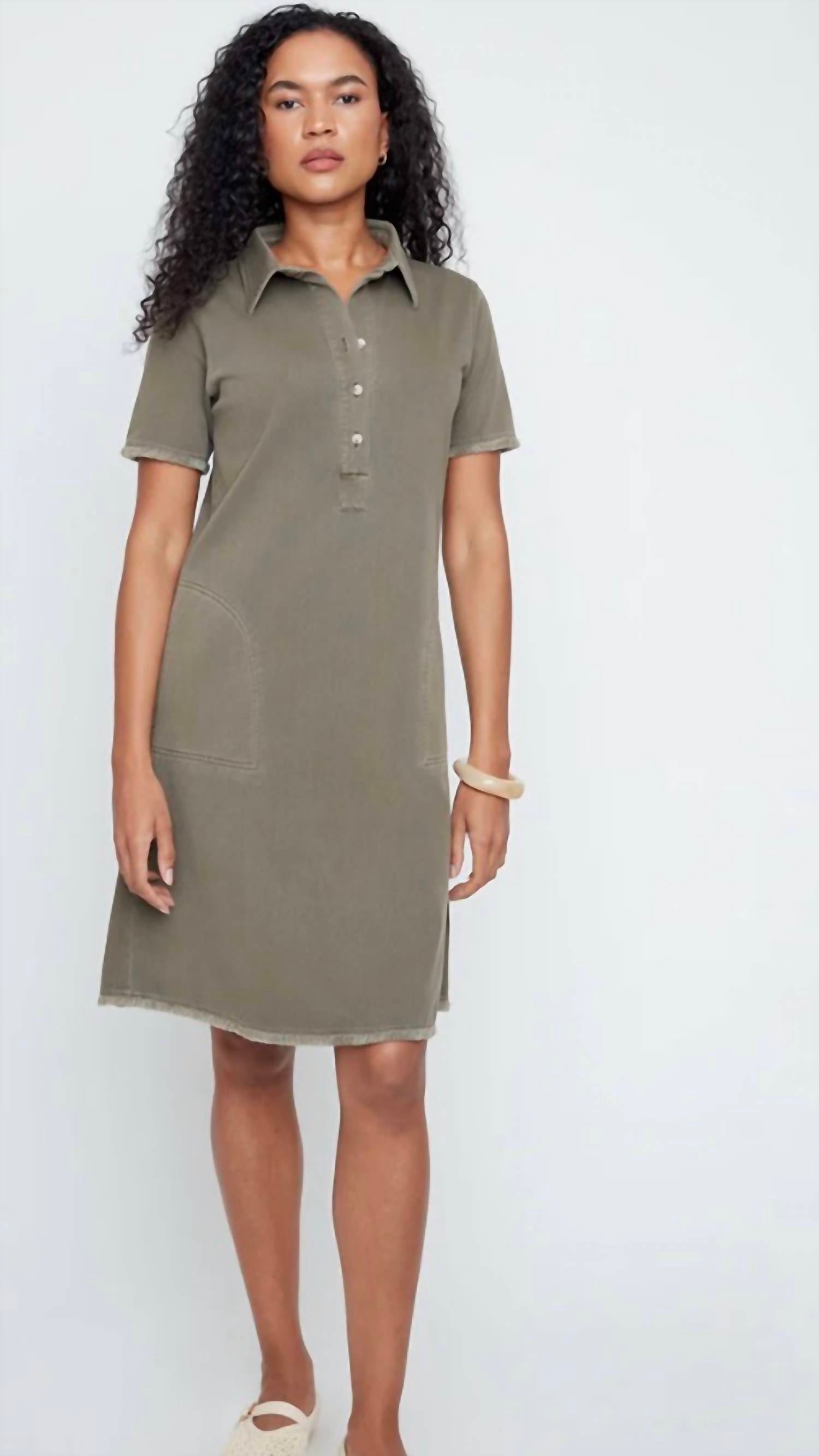 Renuar - Khaki short sleeve swing dress