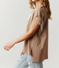 Fantastic Fawn - Free As A Bird Rhinestone Fringe Tee