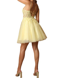Nox Anabel - Embroidery Mini Gown With Straps