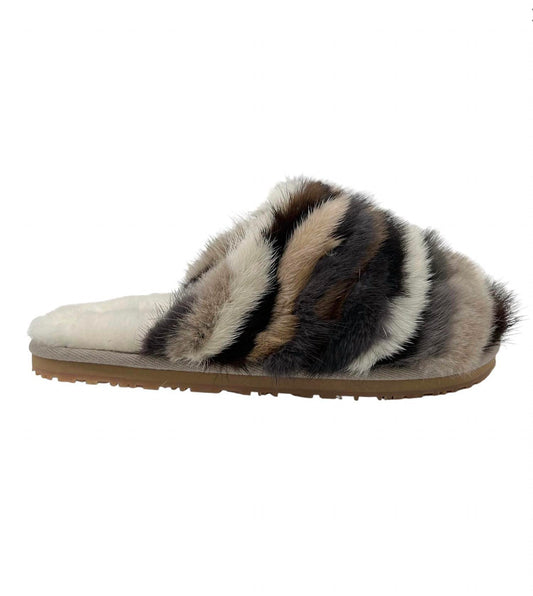 Mou - Mink Stripey Slippers