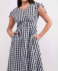 FOIL Flip It Sun Sleeveless Dress in black check - women's dress