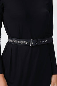LEATHER BELT WITH CHAIN
