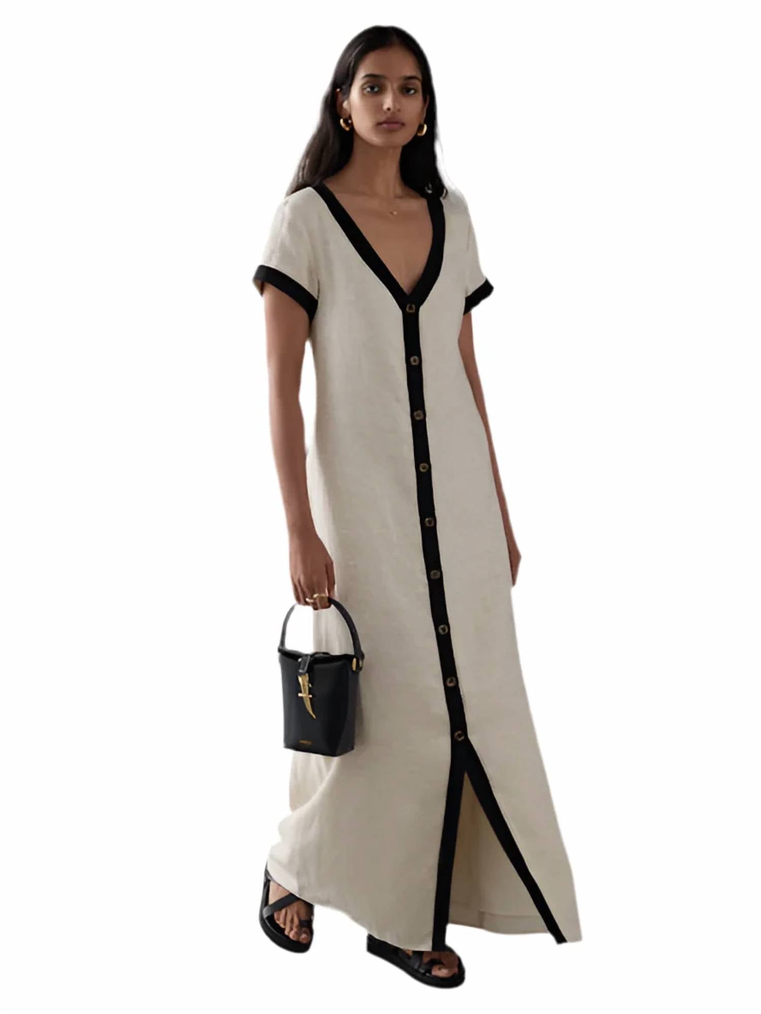 Sancia - Darla Button Down Short Sleeve Maxi Dress