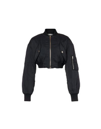Nylon Cropped Bomber Jacket