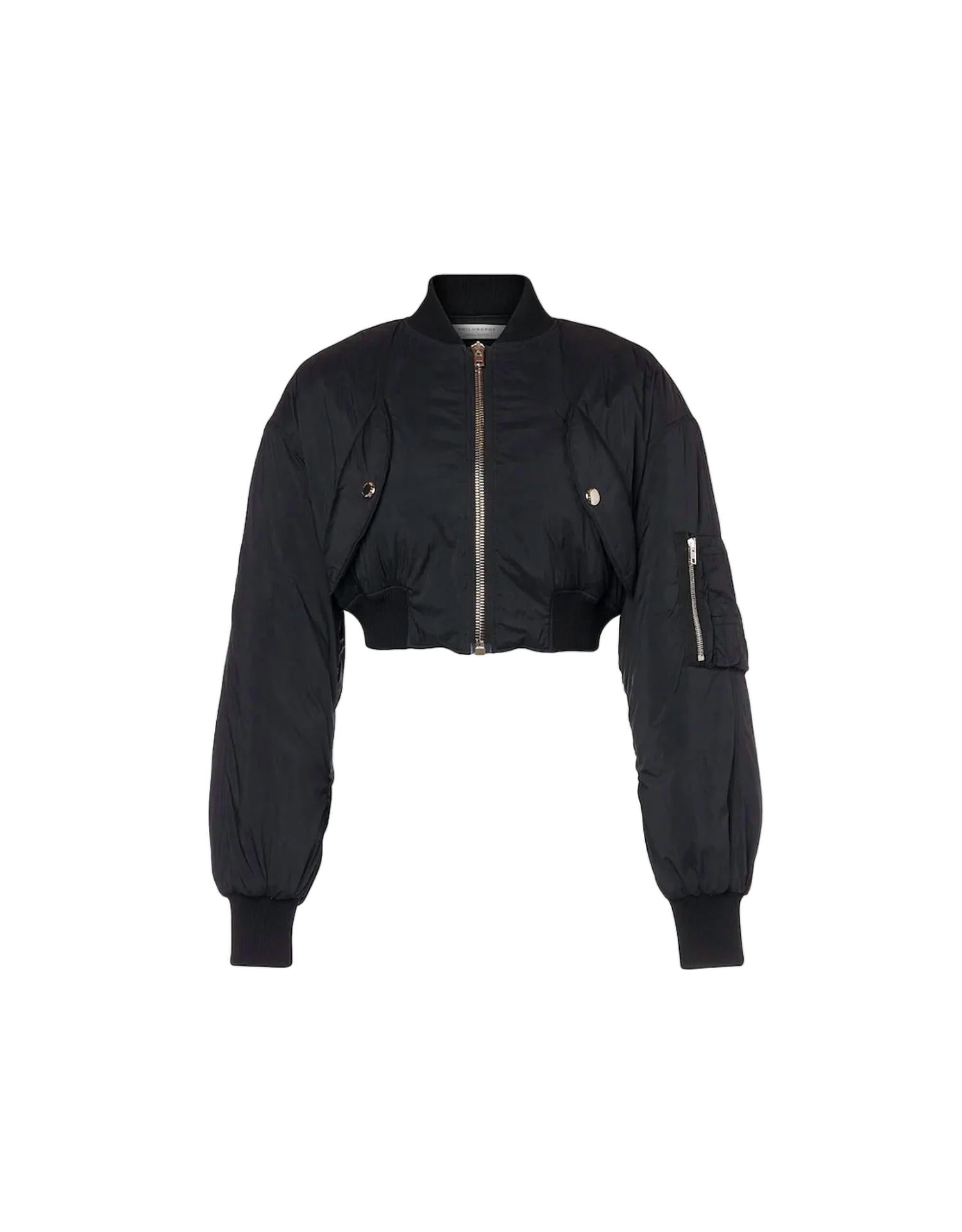 Nylon Cropped Bomber Jacket