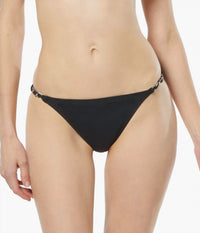 MICHAEL KORS Women's Chain-trim String Bikini Bottoms in black - women's swimwear