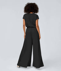 Halara - V Neck Wide Leg Jumpsuit