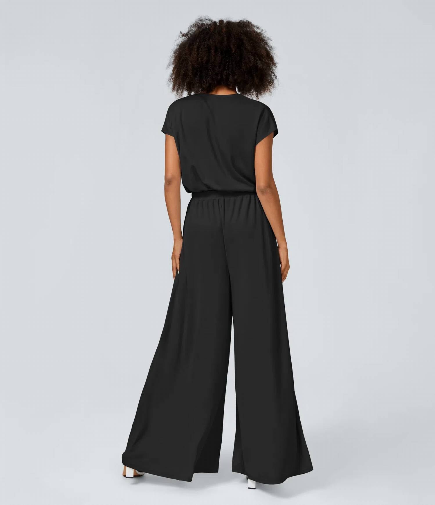 Halara - V Neck Wide Leg Jumpsuit