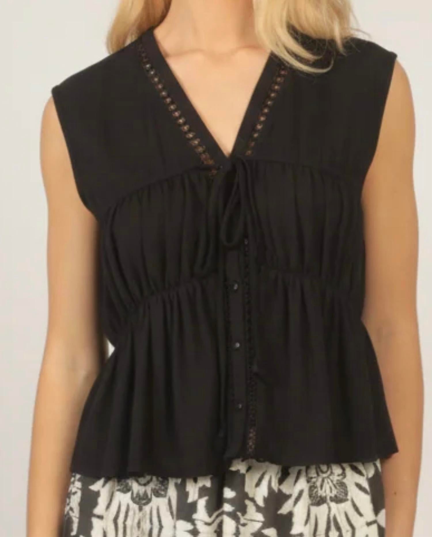 See U Soon - V-neck Sleeveless Blouse