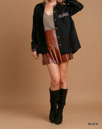 Umgee - Corduroy Long Sleeve With Embroidery Detail Top