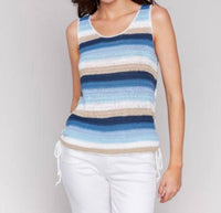 Charlie B - Sleeveless Striped Crochet Top With Side Ties