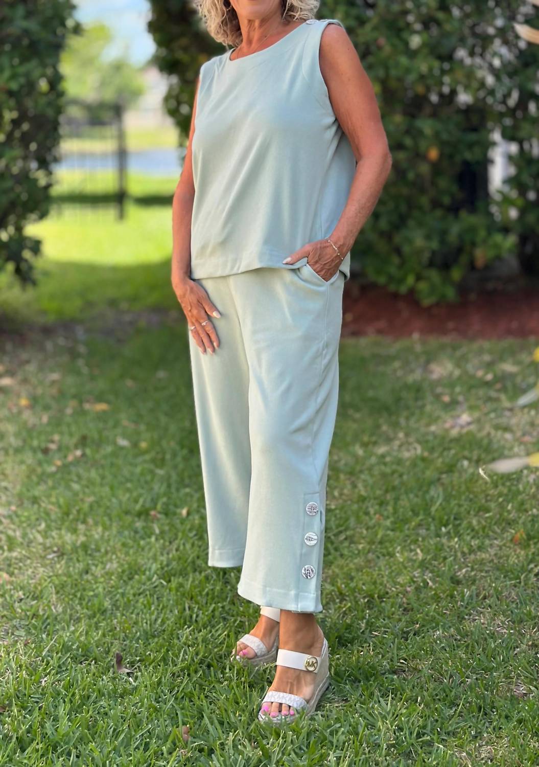 Coco + Carmen - Weekend Brushed Button Crop Pants