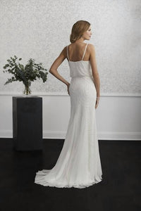 Adrianna Papell Blouson-style Wedding Dress in ivory pearl - women's dress - alternate view