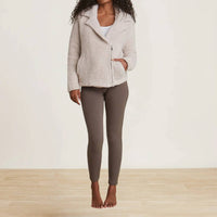 BAREFOOT DREAMS CozyChic Shearling Moto Jacket in stone - women's jacket