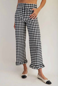 Ee:Some - Gingham Ruffle Pants