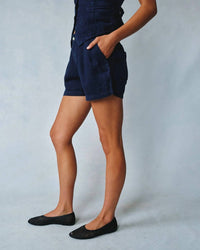 Bella Dahl Pleated Shorts in navy - women's shorts - alternate view