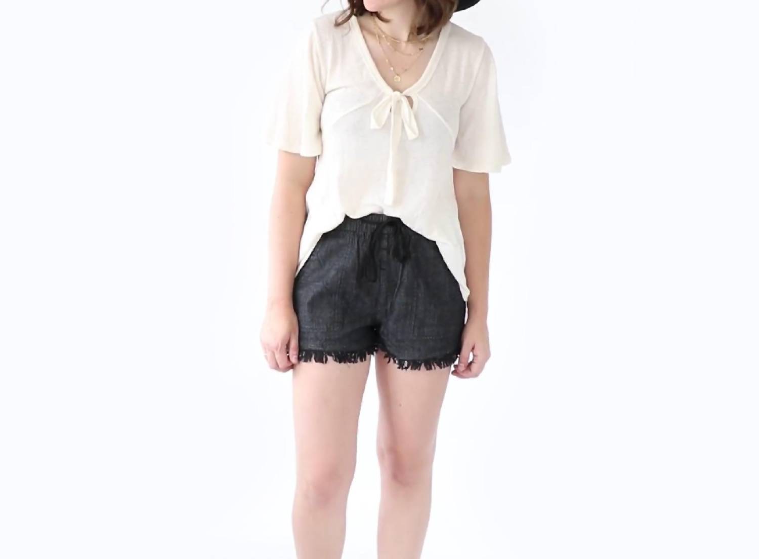 Mittoshop - Flutter Sleeve Tie Front Top