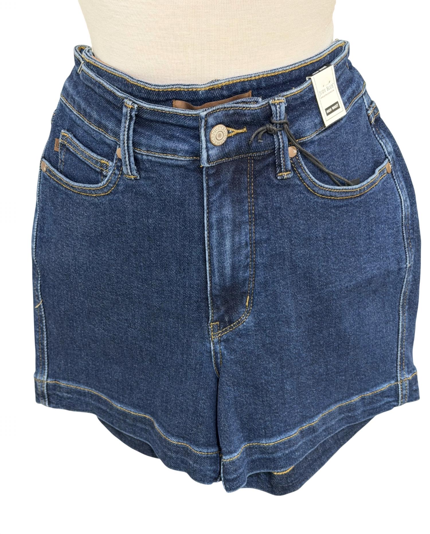Judy Blue Women's High Waisted Tummy Control Shorts in denim - women's shorts