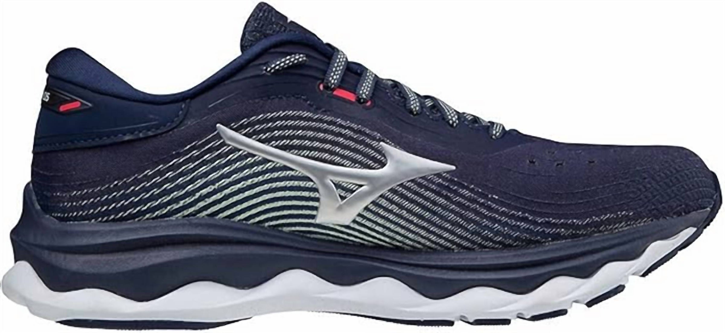 MIZUNO Women's Wave Sky 5 Running Shoes in navyblue pink 1 - women's shoe - detail view