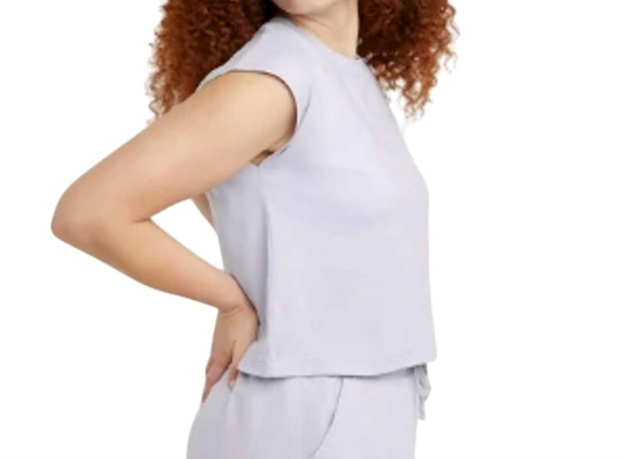 Hanes Variety 3-Pack Ringspun Cotton Jersey Cap Sleeve Muscle Tees in white lilac black - women's shirt