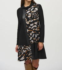 Joseph Ribkoff - Women's Animal Print Cowl Neck A-line Dress