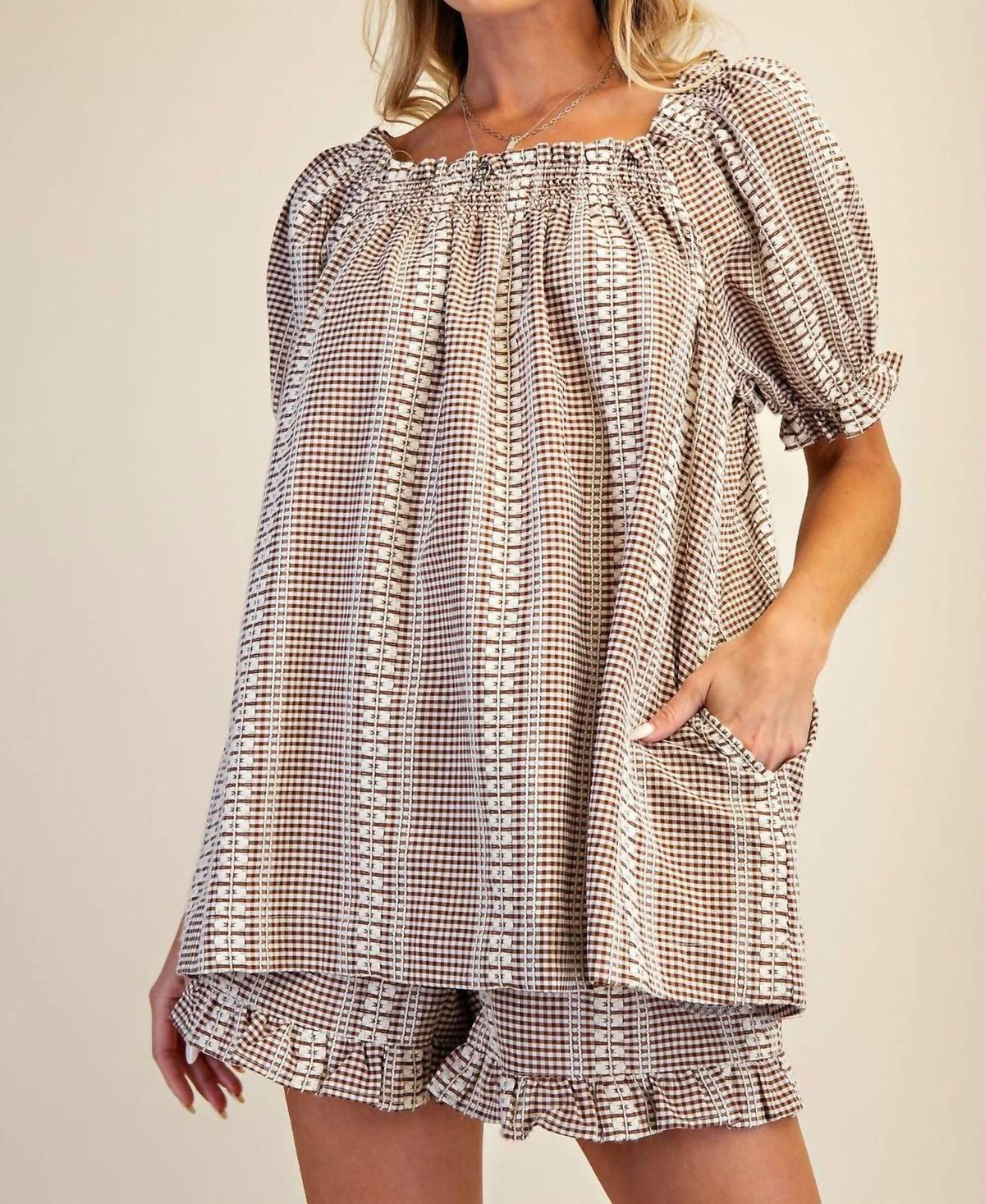 Easel - Gingham Set Top