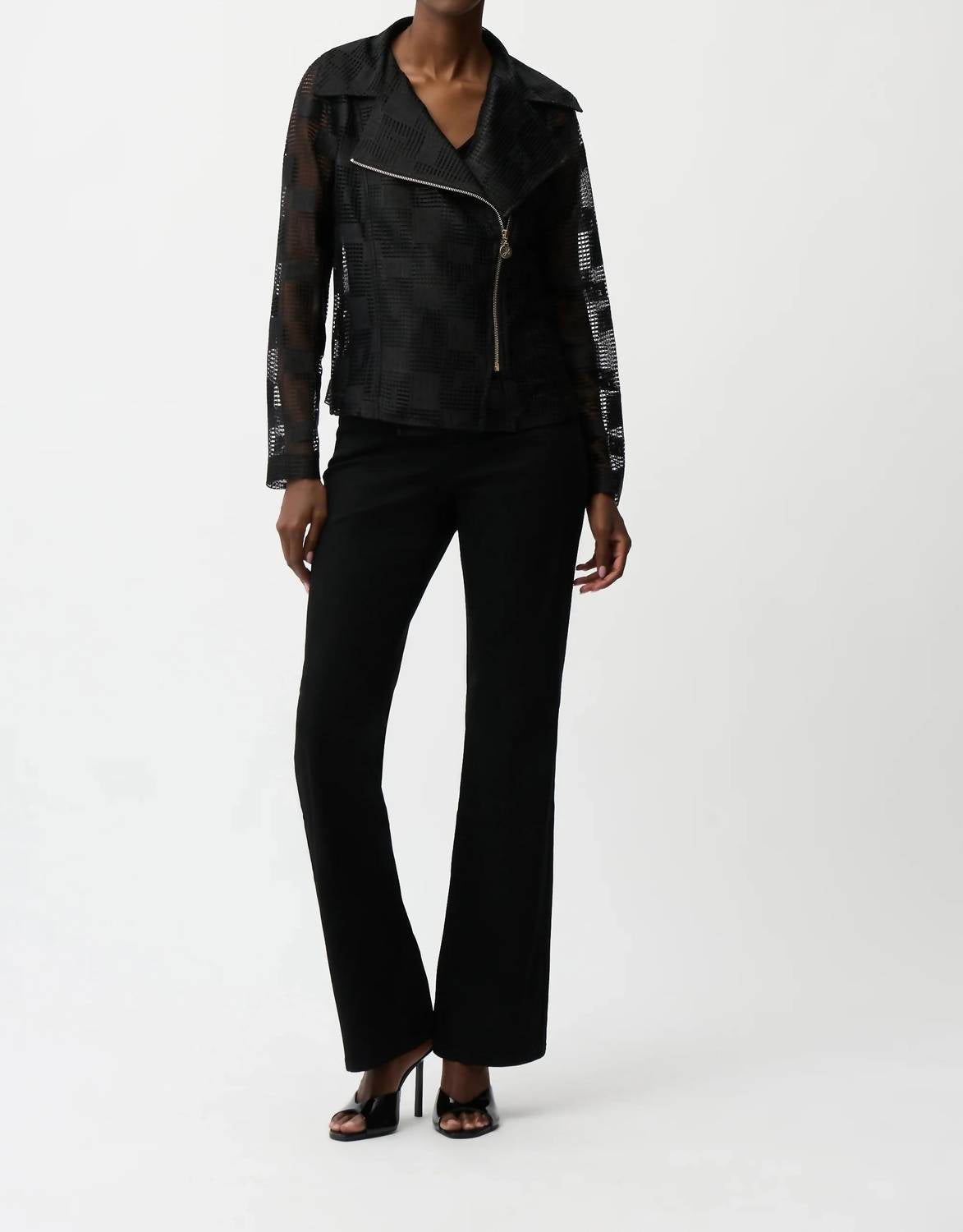 Joseph Ribkoff - Geometric Mesh Moto Jacket