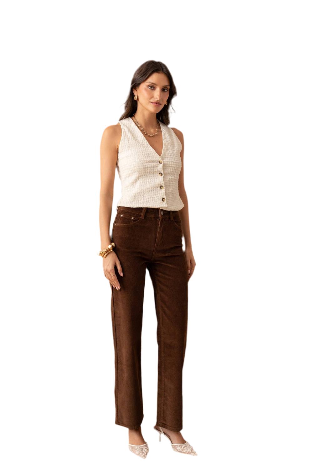 Vivid - Corduroy Wide Leg Crop Jeans