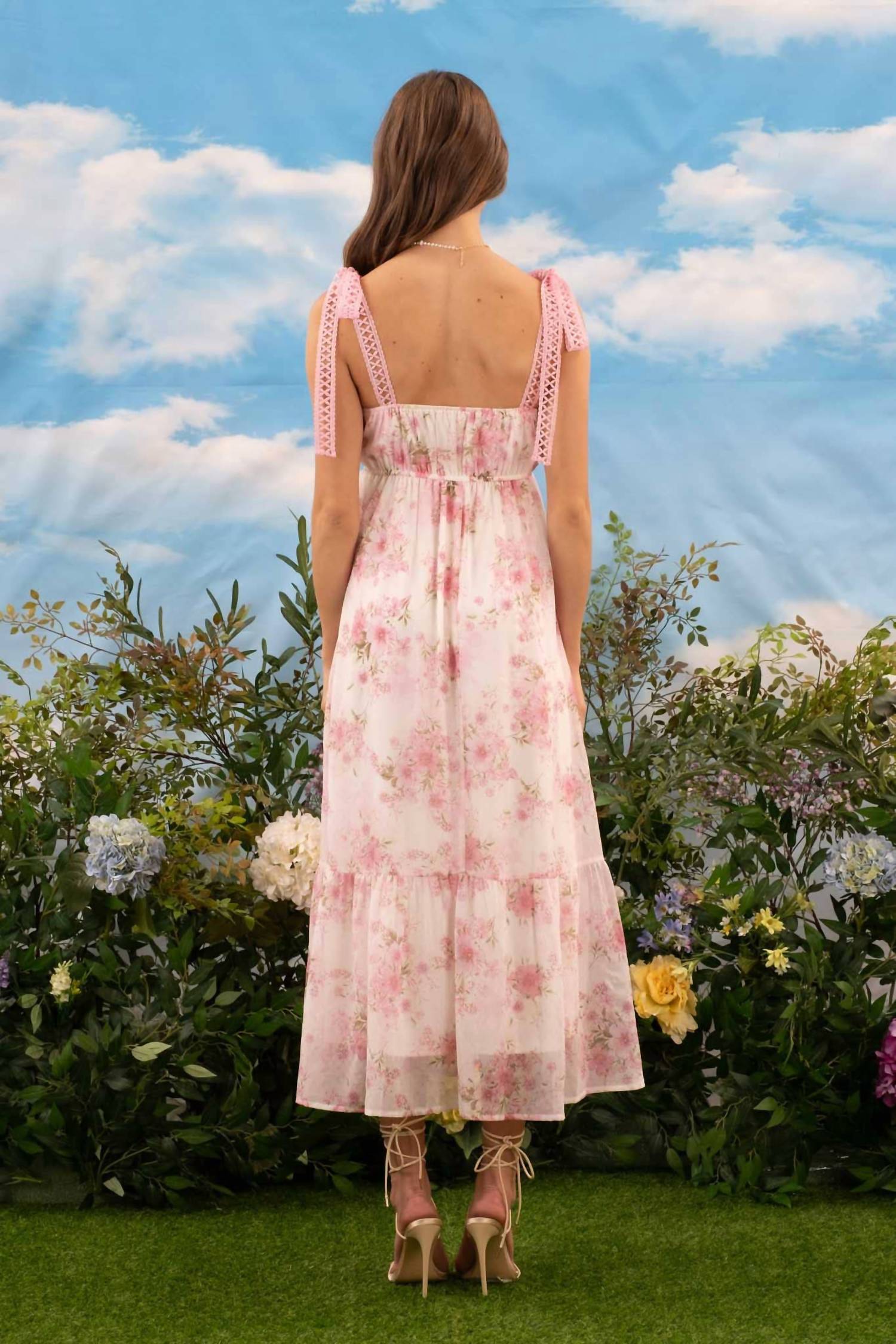 Blu Pepper - Sadie Floral Crochet Lace Strap Maxi Dress
