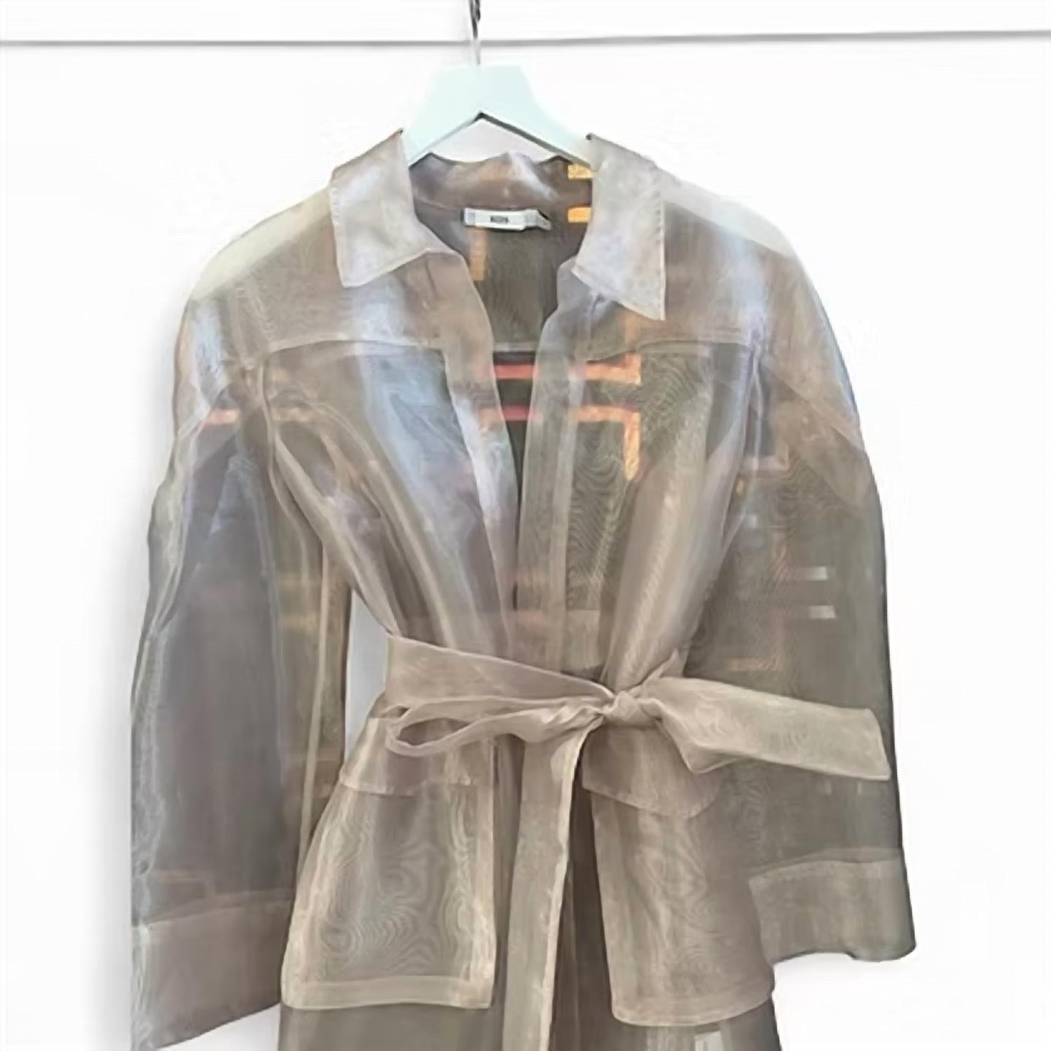 Zems - Women's Organza Sheer Trench Long Jacket