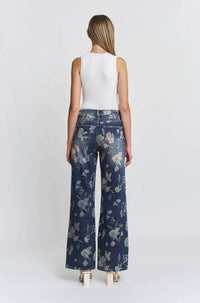 Mica Denim - Midnight Bloom Wide Leg Jeans