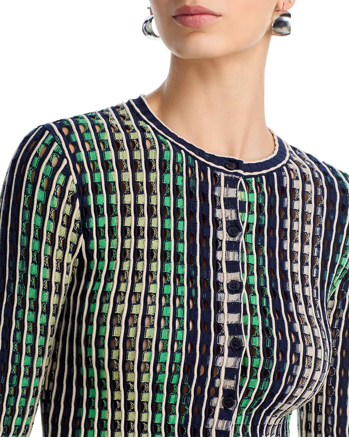 SIMKHAI Mabel Eyelet Knit Cardigan in midnight multi - women's cardigan - alternate view
