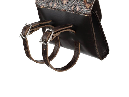 Showman - Women's Cowboy Carving Leather Pommel Pouch Bag