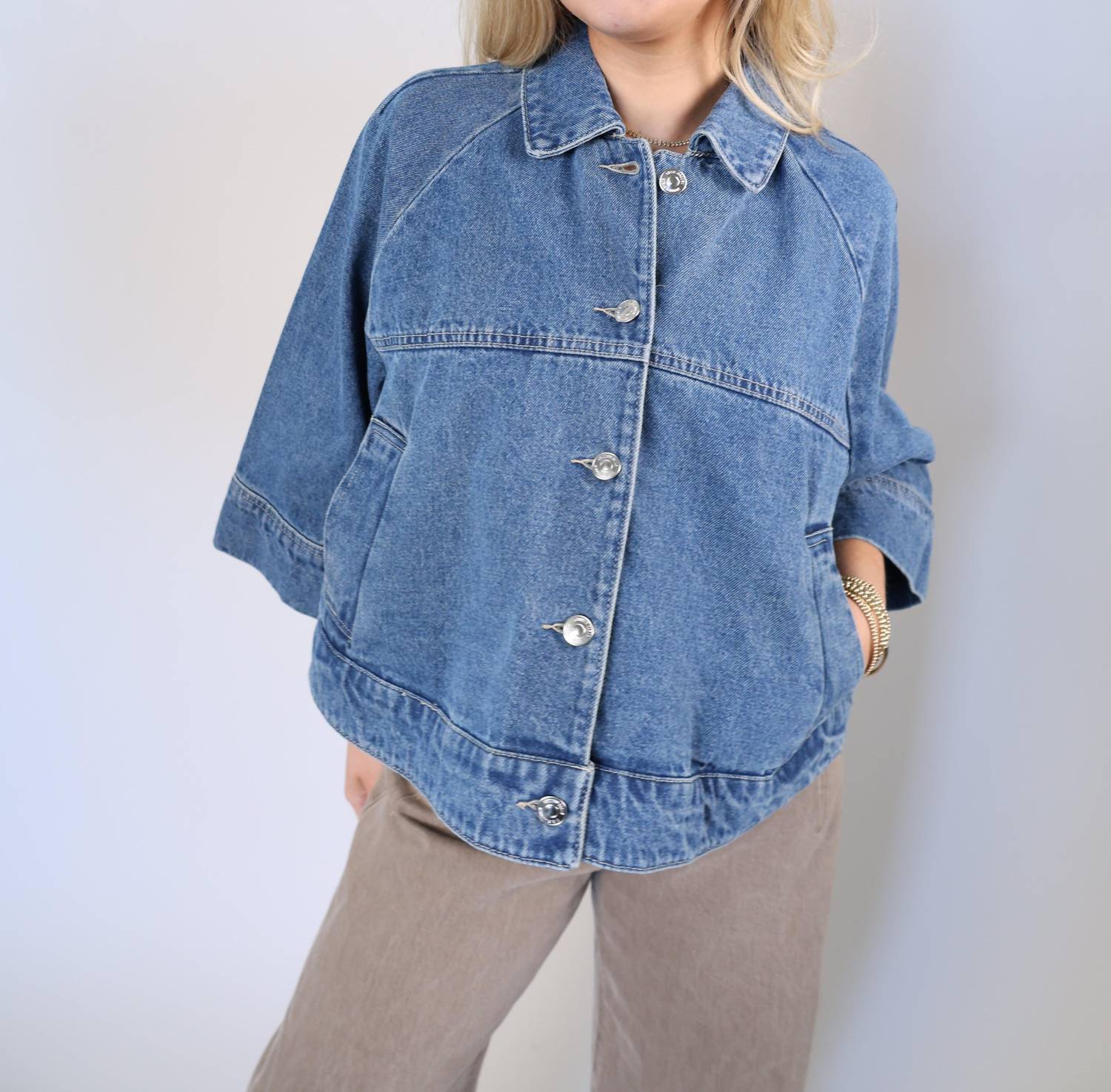 STEVE MADDEN Rhode Denim Jacket in aruba blue - women's jacket - alternate view