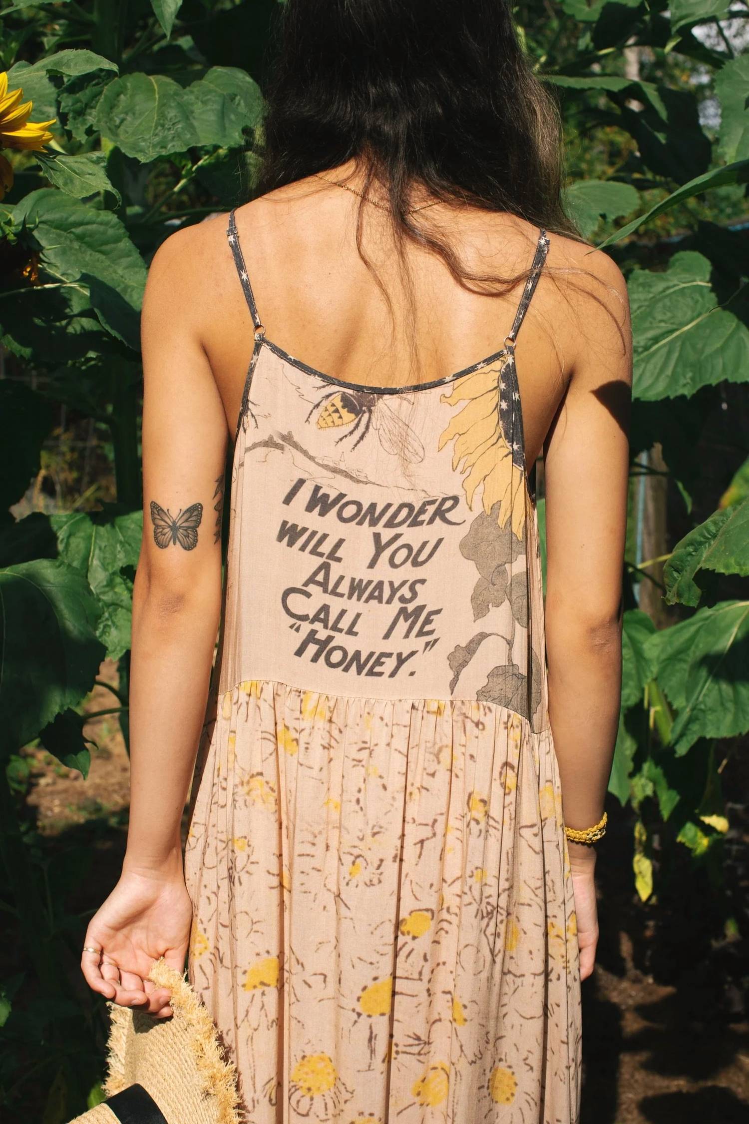 Milk & Honey - Bohéme Slip Dress With Bees And Sunflowers