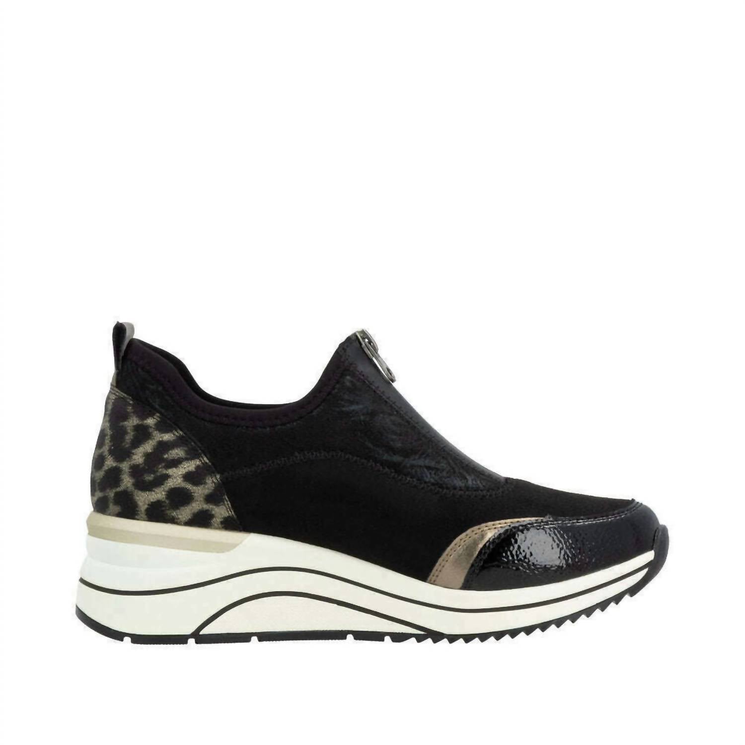 Remonte Women's Wedge Sneaker in black bronze leopard - women's sneaker - view 4