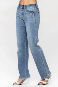 Judy Blue - Women's Mid Rise Cell Phone Pocket Dad Jeans