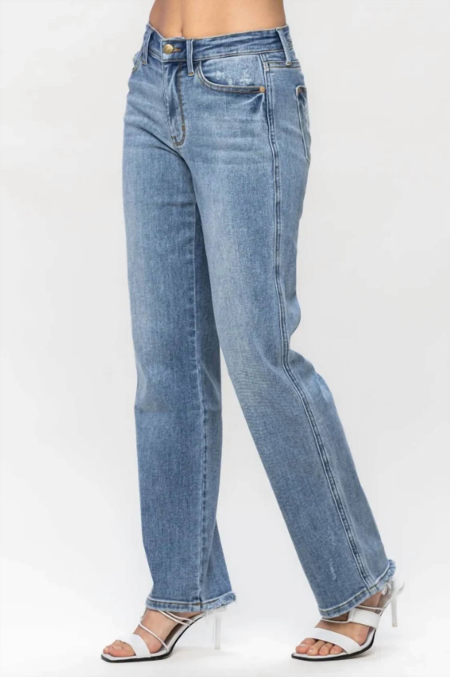 Judy Blue - Women's Mid Rise Cell Phone Pocket Dad Jeans