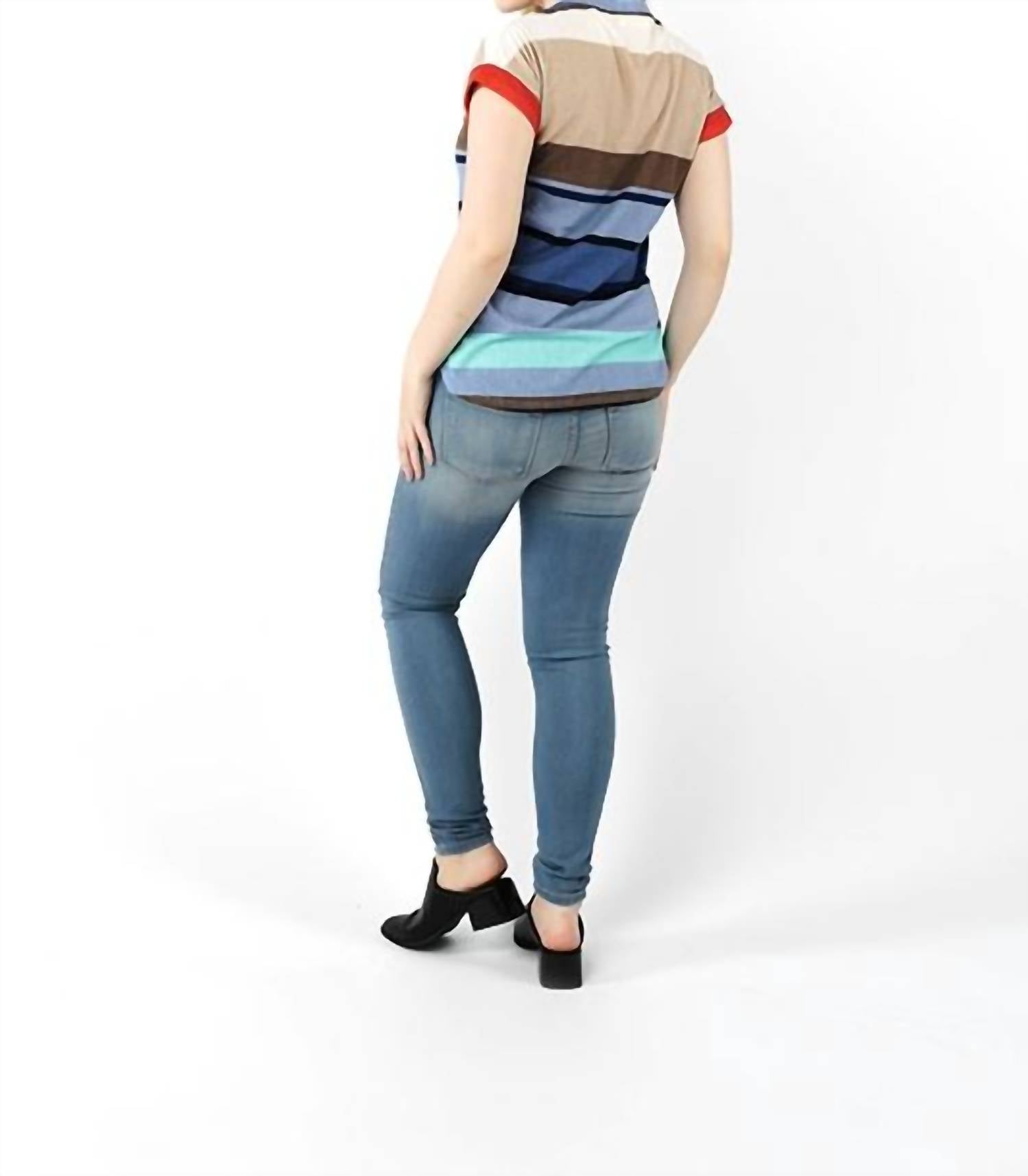Tea N Rose - Colorblock Stripe Dolman Sleeve Top