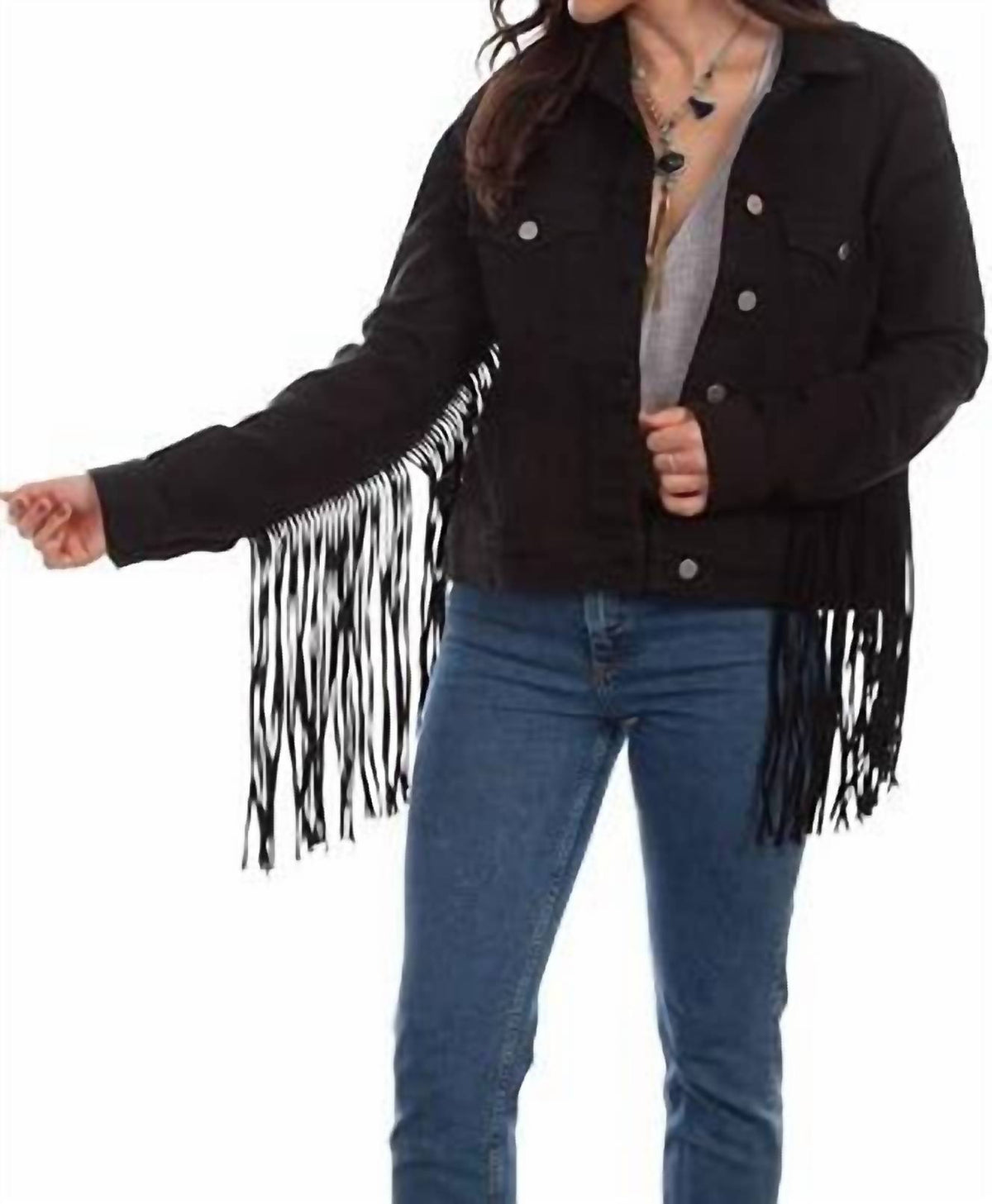 Scully - Women's Denim Jacket With Fringe