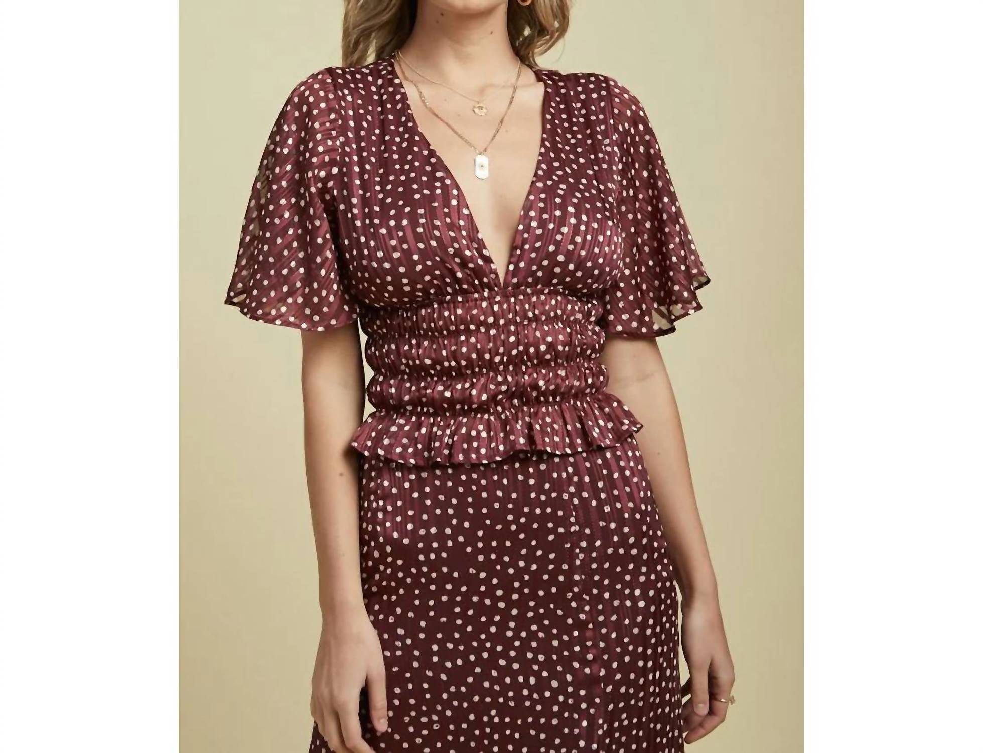 SAGE THE LABEL Rumi Top in burgundy white - women's blouse
