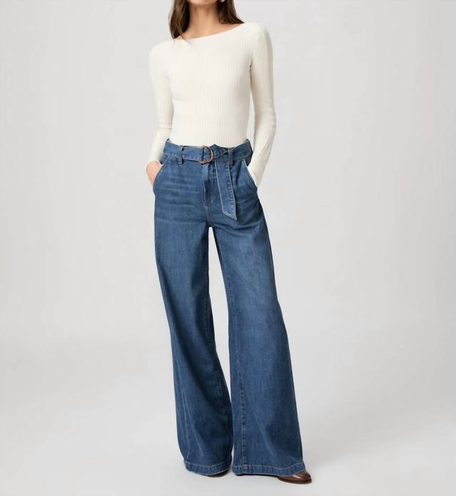 Paige - Cameron Wide Leg Jeans With Tortoise Belt