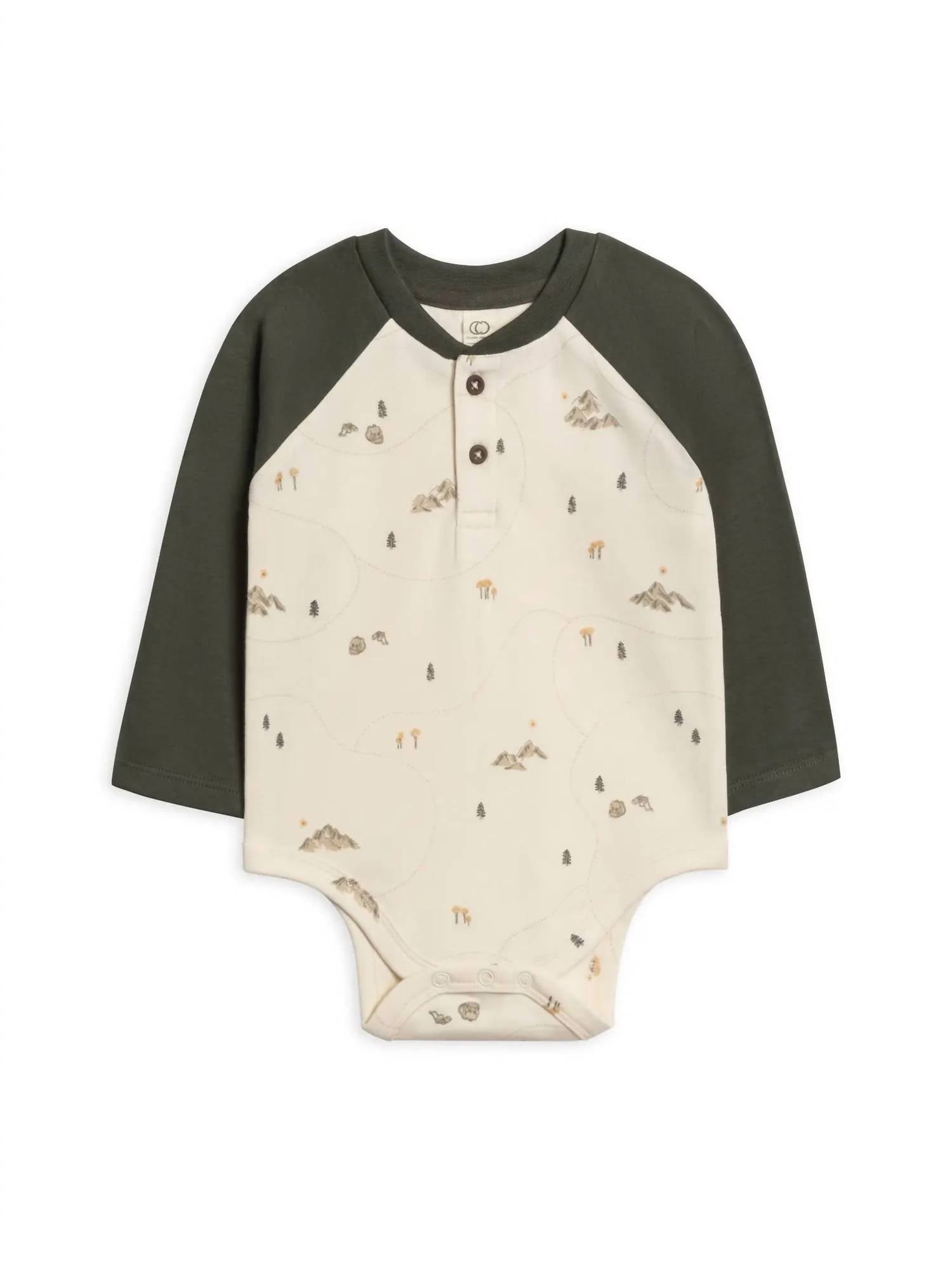 Colored Organics - Baby's Lucas Raglan Henley Bodysuit