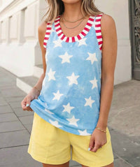 Aapparella - Flag Day Star Print Striped Tank