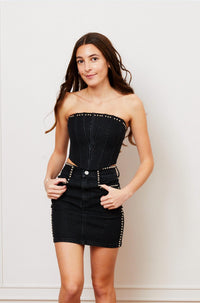 Theme - Alexandra Denim Studded Mini Skirt