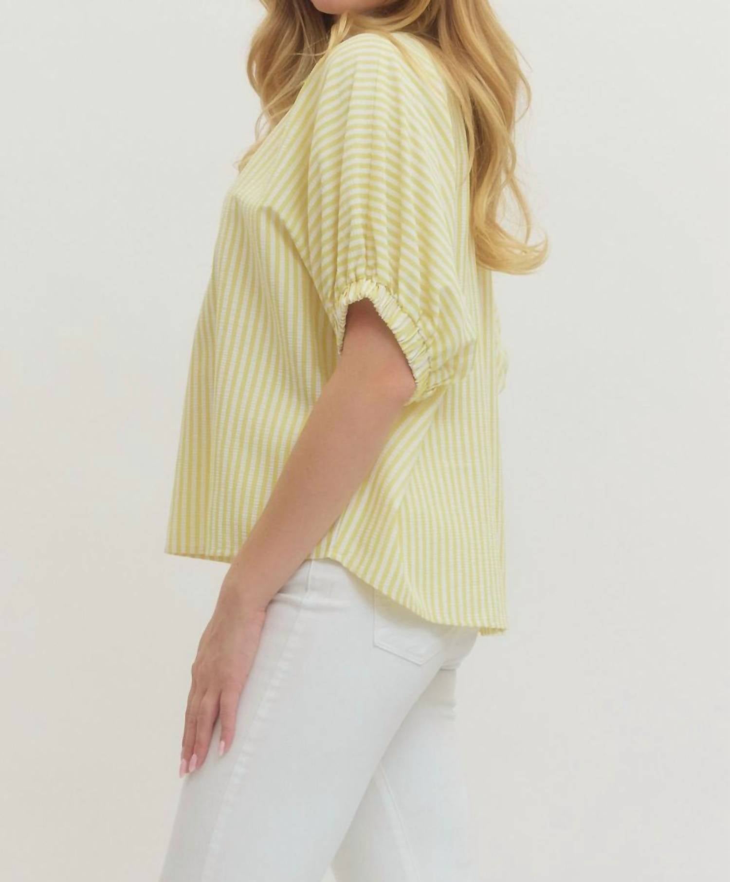 Entro - Striped Short Dolman Sleeve Top
