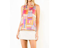 Thml - Sleeveless Ruffled Neck Pattern Top