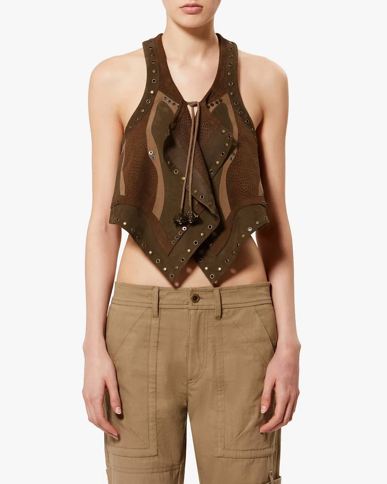 Isabel Marant - The Kelby Studded Patch Work Vest
