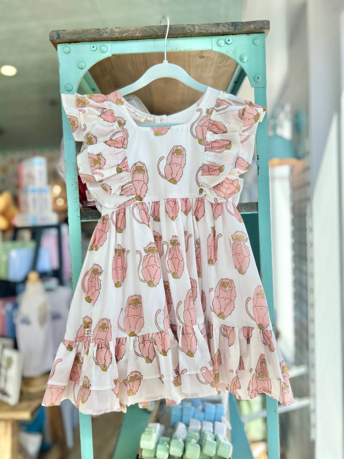 Eight Thousand Miles Girls Monkeys Dress in pink - kids' dress